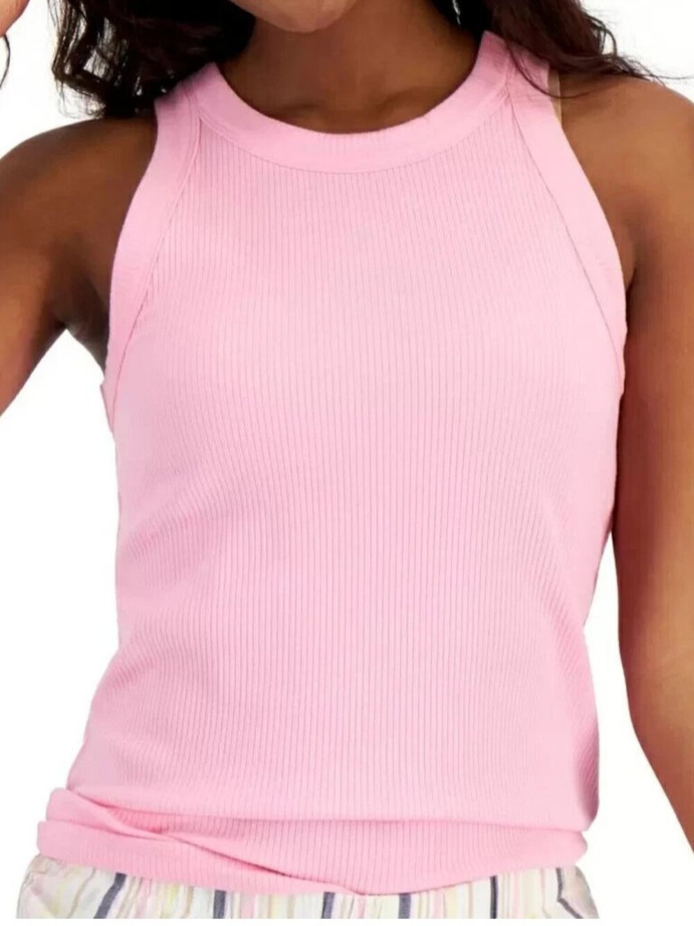 Jenni Intimates Women's High-Neck Sleeveless Pajama Tank Top, Pink Heat, XS